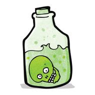cartoon skull in jar