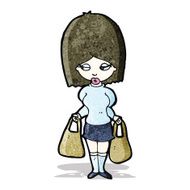 Cartoon Woman Carrying Shopping Bags N2