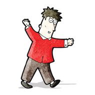 cartoon man balancing