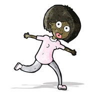 cartoon frigthened woman running