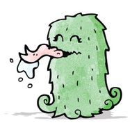 funny green hairy monster cartoon