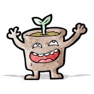 cartoon flowerpot with seedling