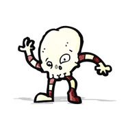 cartoon waving skull character