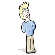 cartoon curious blond man