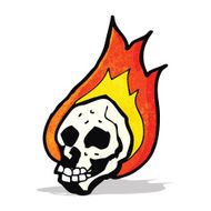 Cartoon Flaming Skull N13