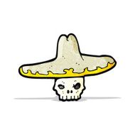 cartoon skull wearing mexican hat