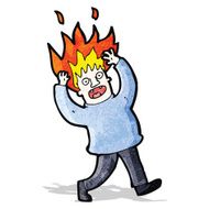 cartoon man with hair on fire N2