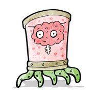 cartoon brain in jar