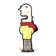cartoon bald man in scarf