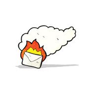 cartoon burning letter
