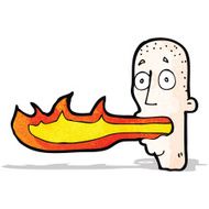 Cartoon Man Breathing Fire N3