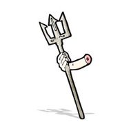 cartoon arm holding trident