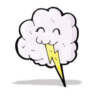 cartoon cloud with lighting bolt