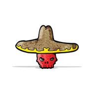 cartoon skull in mexican hat N2