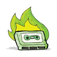 cartoon flaming cassette tape