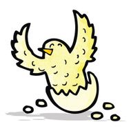 cartoon bird hatching from egg