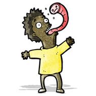 cartoon man with parasitic worm