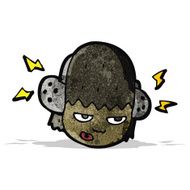 cartoon head with headphones