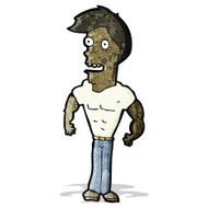 cartoon proud muscular man
