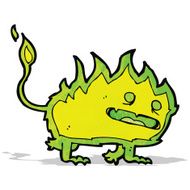 cartoon green fire monster N2