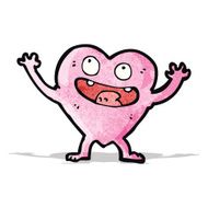 funny pink heart cartoon character