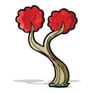 cartoon tree with red leaves