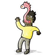 cartoon man with alien parasite