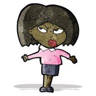 cartoon woman shrugging shoulders