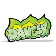 burning green danger sign cartoon