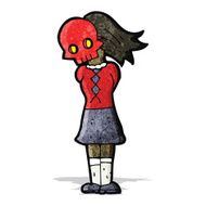 cartoon woman in spooky skull mask N5
