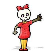 cartoon spooky skull head girl