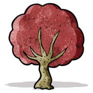 cartoon tree with red leaves N2