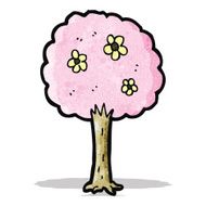 decorative pink tree cartoon