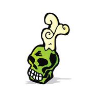 cartoon spooky green skull N5