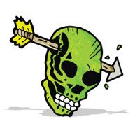 cartoon spooky green skull N6