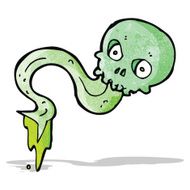 cartoon spooky green skull N7