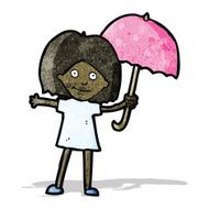 cartoon woman with umbrella