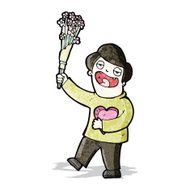 cartoon man with flowers N2
