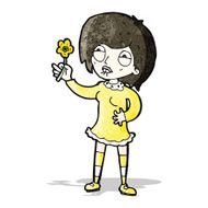 cartoon woman with plant