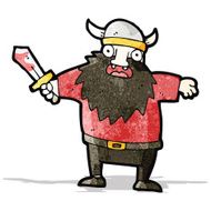 cartoon viking with bloody sword