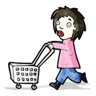 cartoon woman shopping