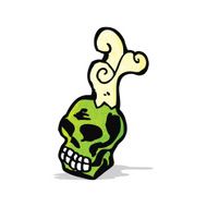 cartoon spooky green skull N9