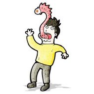 cartoon man with alien parasite N2