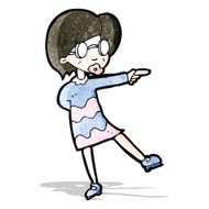 cartoon clever girl in glasses