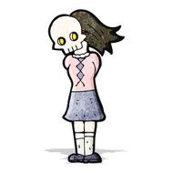cartoon girl wearing skull mask