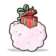 cartoon gift on cloud