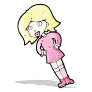 cartoon blond woman with hands on hips