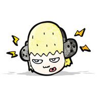 cartoon teenager listening to music