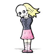 cartoon girl with skull mask