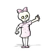 cartoon spooky skull girl